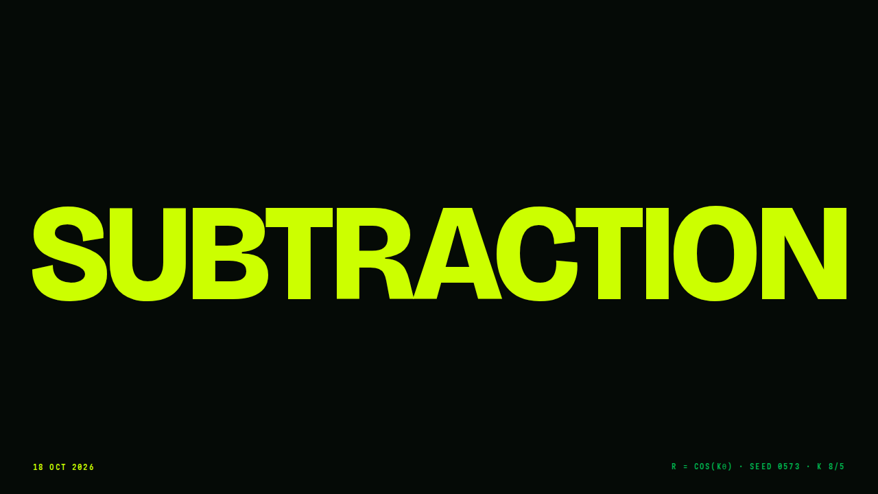 Thumbnail: SUBTRACTION in acid green on black