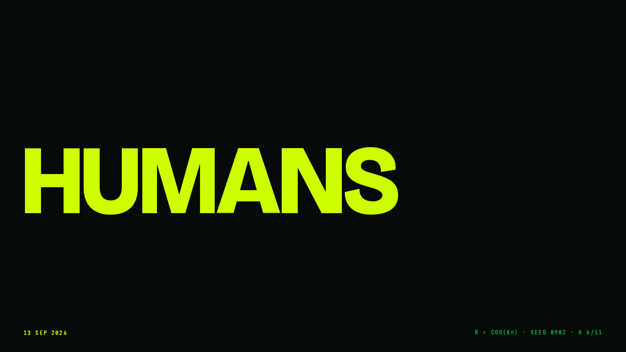 Thumbnail: HUMANS in acid green on black