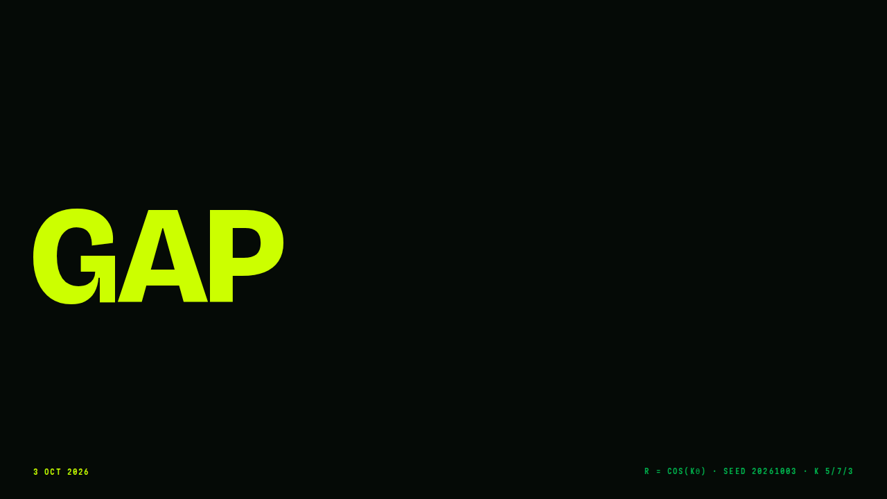 Thumbnail: GAP in acid green on black